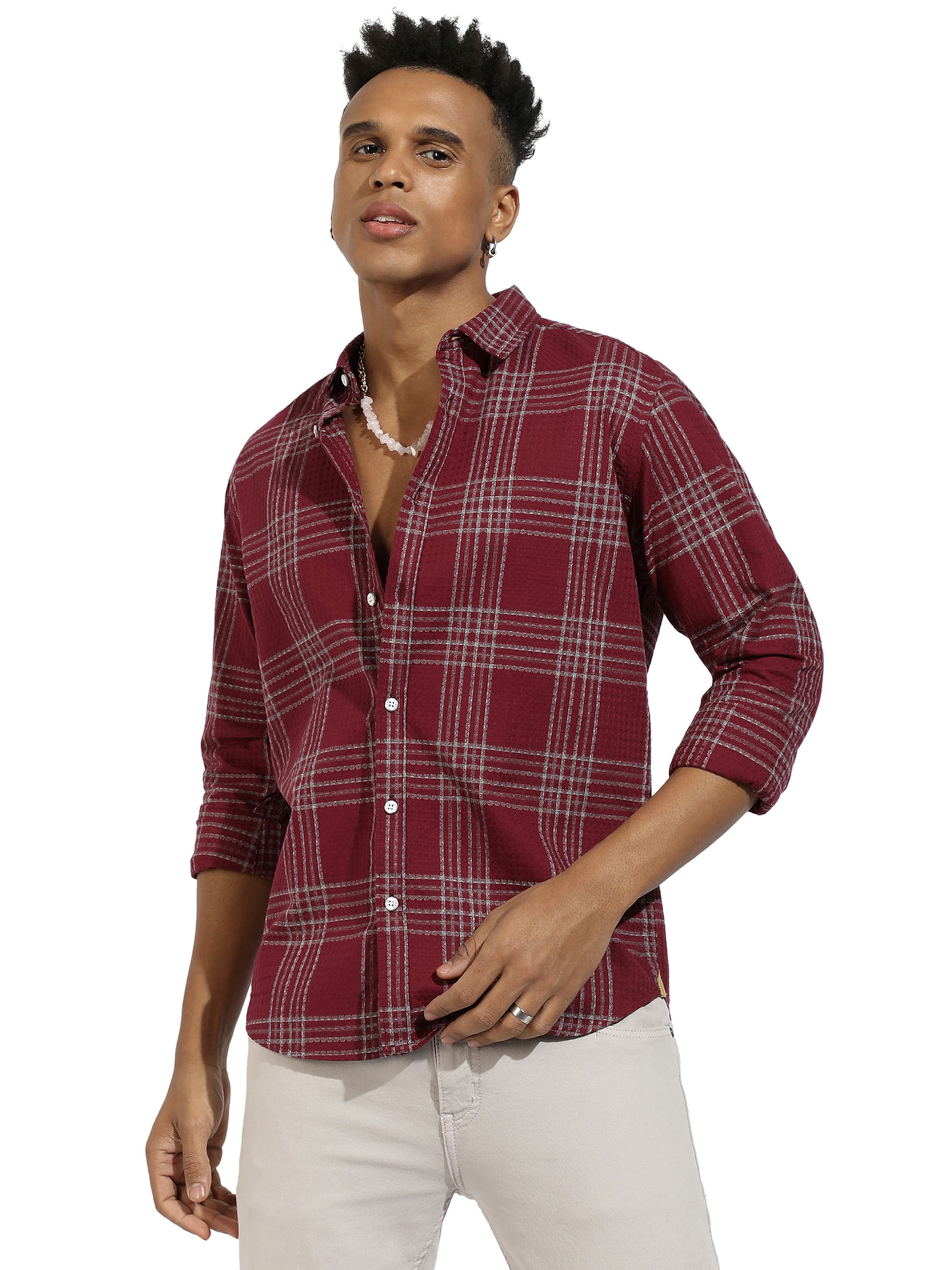 Campus Sutra Regular fit Πουκάμισο 'Kian' σε κόκκινο: μπροστά