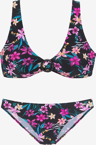 Triunghi Costum de baie două piese de la BUFFALO pe negru: față