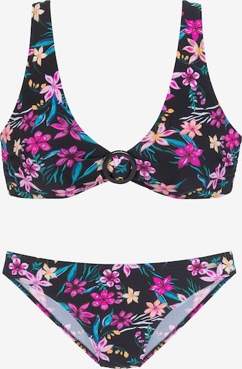 BUFFALO Bikini en turquoise / émeraude / pêche / fuchsia / noir, Vue avec produit