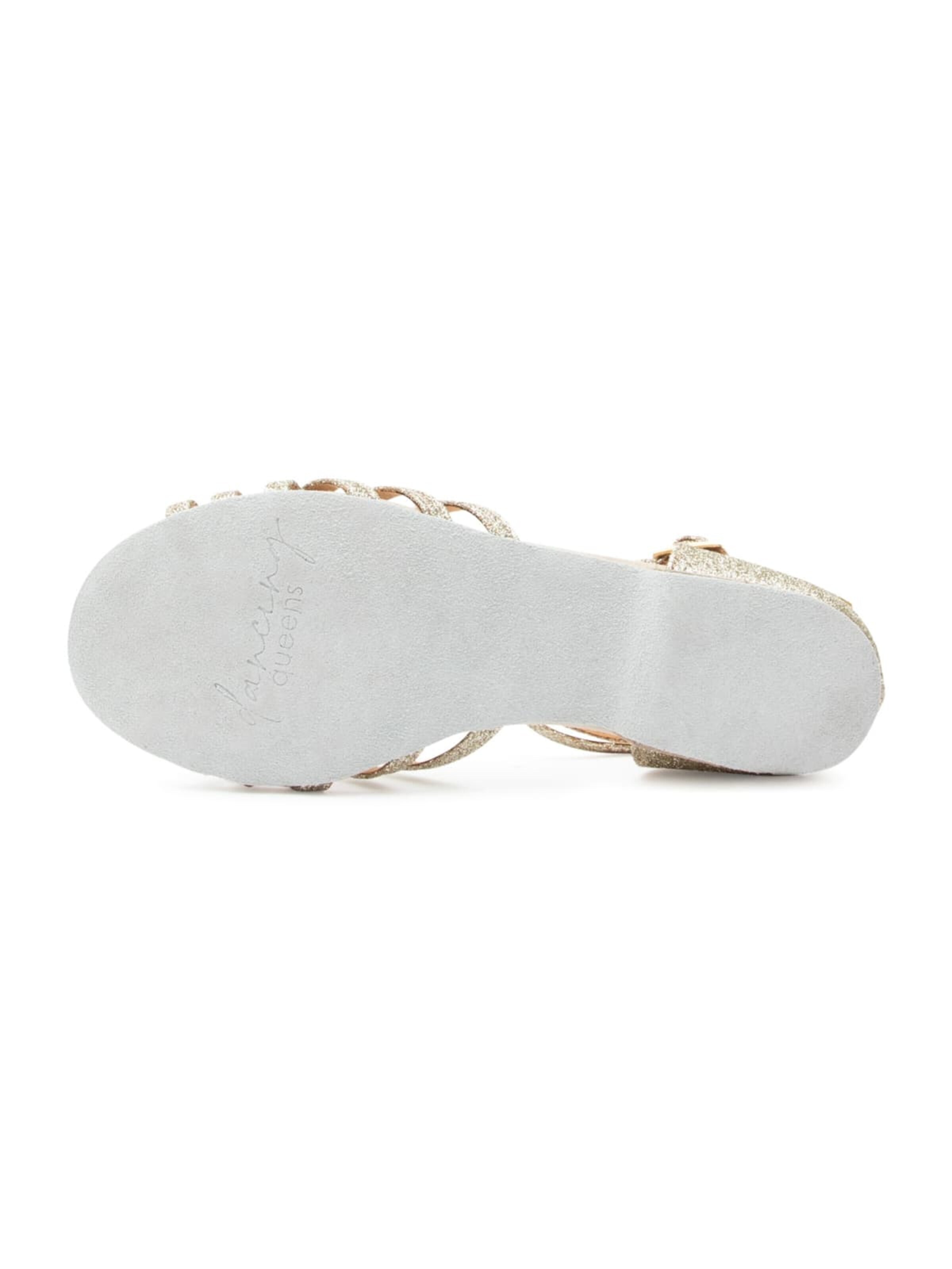 Dancing Queens Strap Sandals 'Joy Tanzschuhe Glitter Mikrofaser - Absatz 1.0 cm flat & Wildleder-Sohle' in Gold