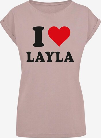 Merchcode Shirt 'I Love Layla' in Roze: voorkant