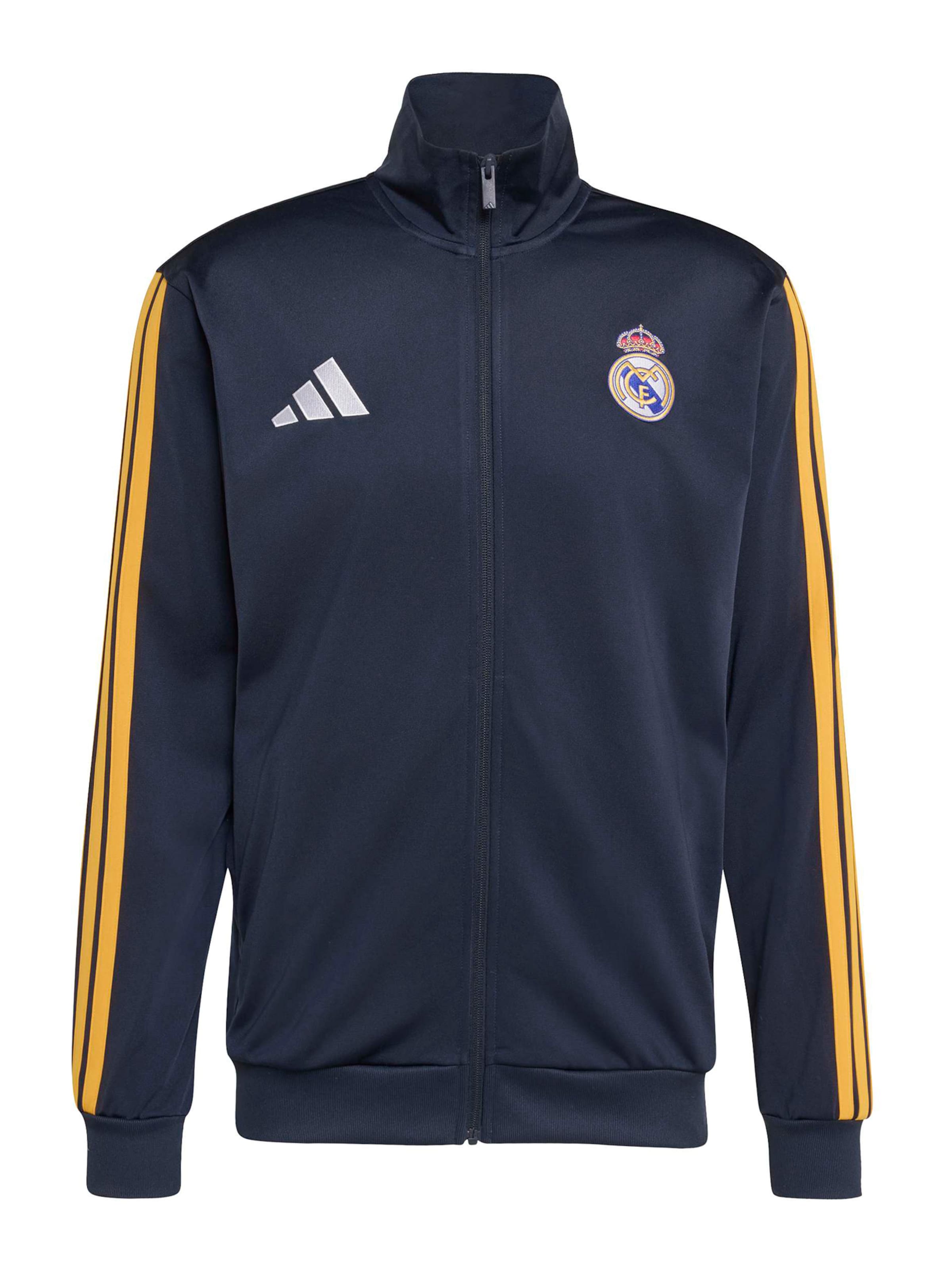 ADIDAS PERFORMANCE Sportlik trikoojakk 'REAL DNA' S suuruses sinine / tumesinine / tumekollane / valge, Tootevaade