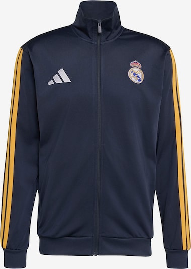 ADIDAS PERFORMANCE Urheilullinen collegetakki 'REAL DNA' koossa S värissä sininen / tummansininen / tummankeltainen / valkoinen, Tuotenäkymä