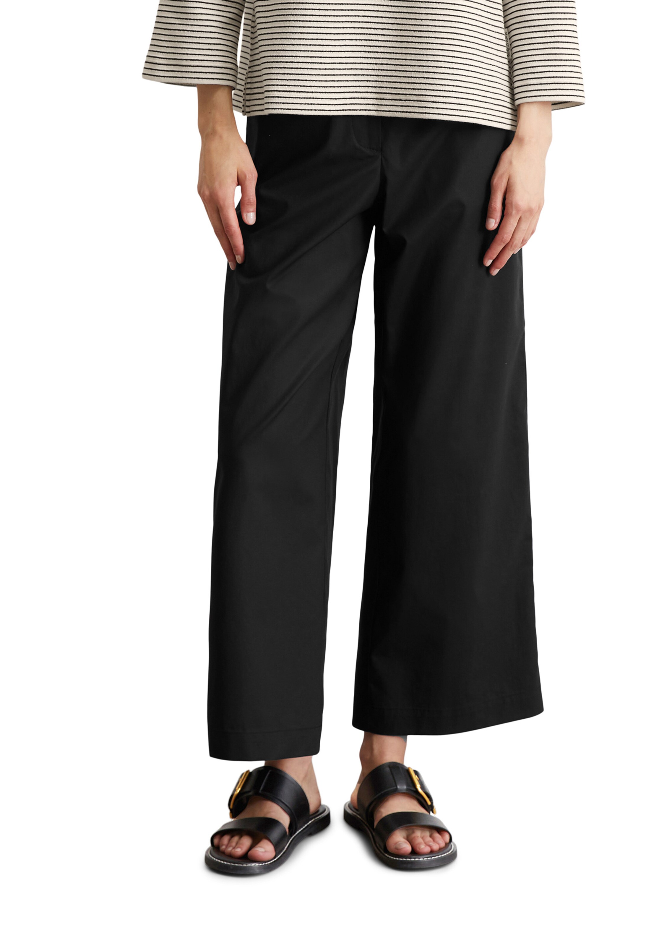 Marc O'Polo Wide leg Broek in Zwart: voorkant