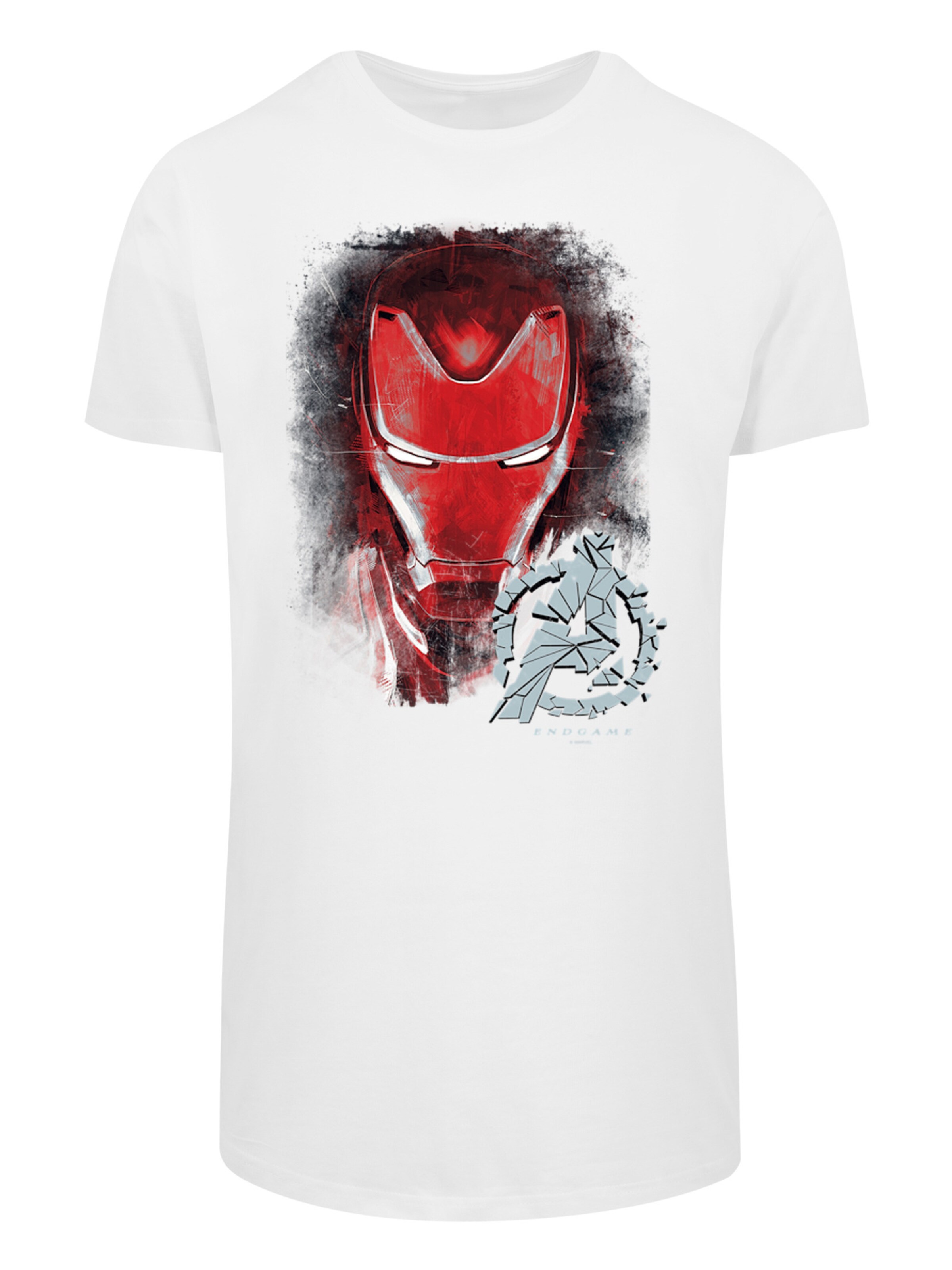 T-Shirt 'Marvel Avengers Endgame Iron Man Brushed' F4NT4STIC en blanc : devant