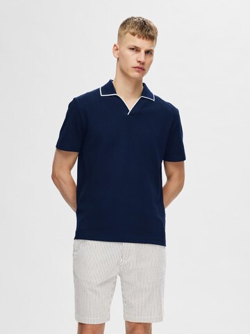 T-Shirt 'ADLEY' SELECTED HOMME en bleu : devant