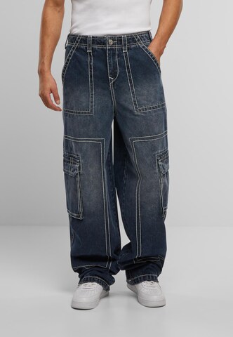 Wide Leg Jeans cargo True Religion en bleu : devant