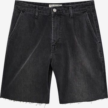 Pull&Bear Loosefit Bandplooi jeans in Zwart: voorkant