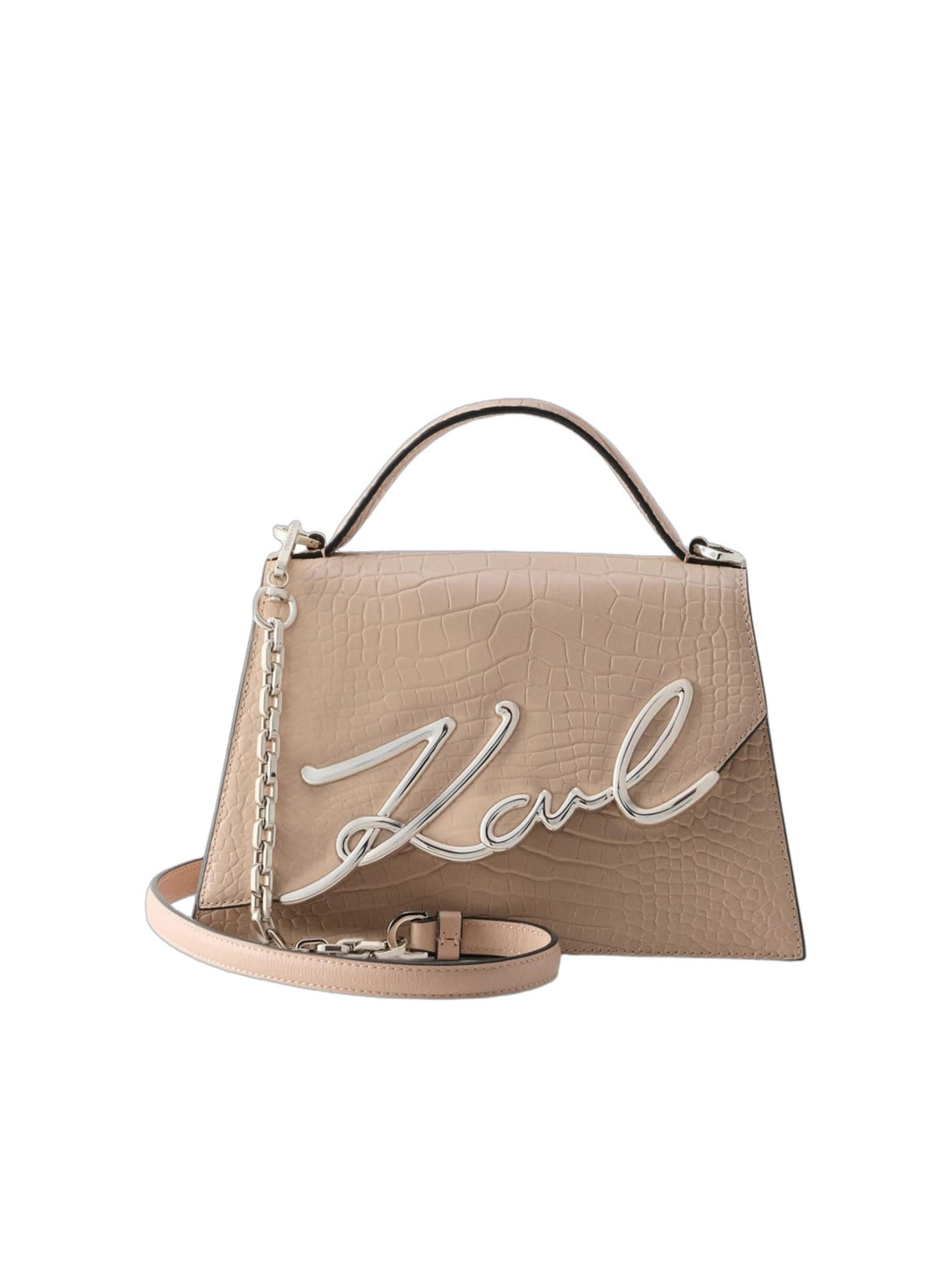 Karl Lagerfeld Ročna torbica 'Karl Lagerfeld Sac Bandoulière Signature 2.0 Croco Medium Cuir Rose Nude' v velikosti One Size  | roza barva, Prikaz izdelka