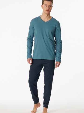 SCHIESSER Pyjama lang ' Casual Essentials ' in Blauw