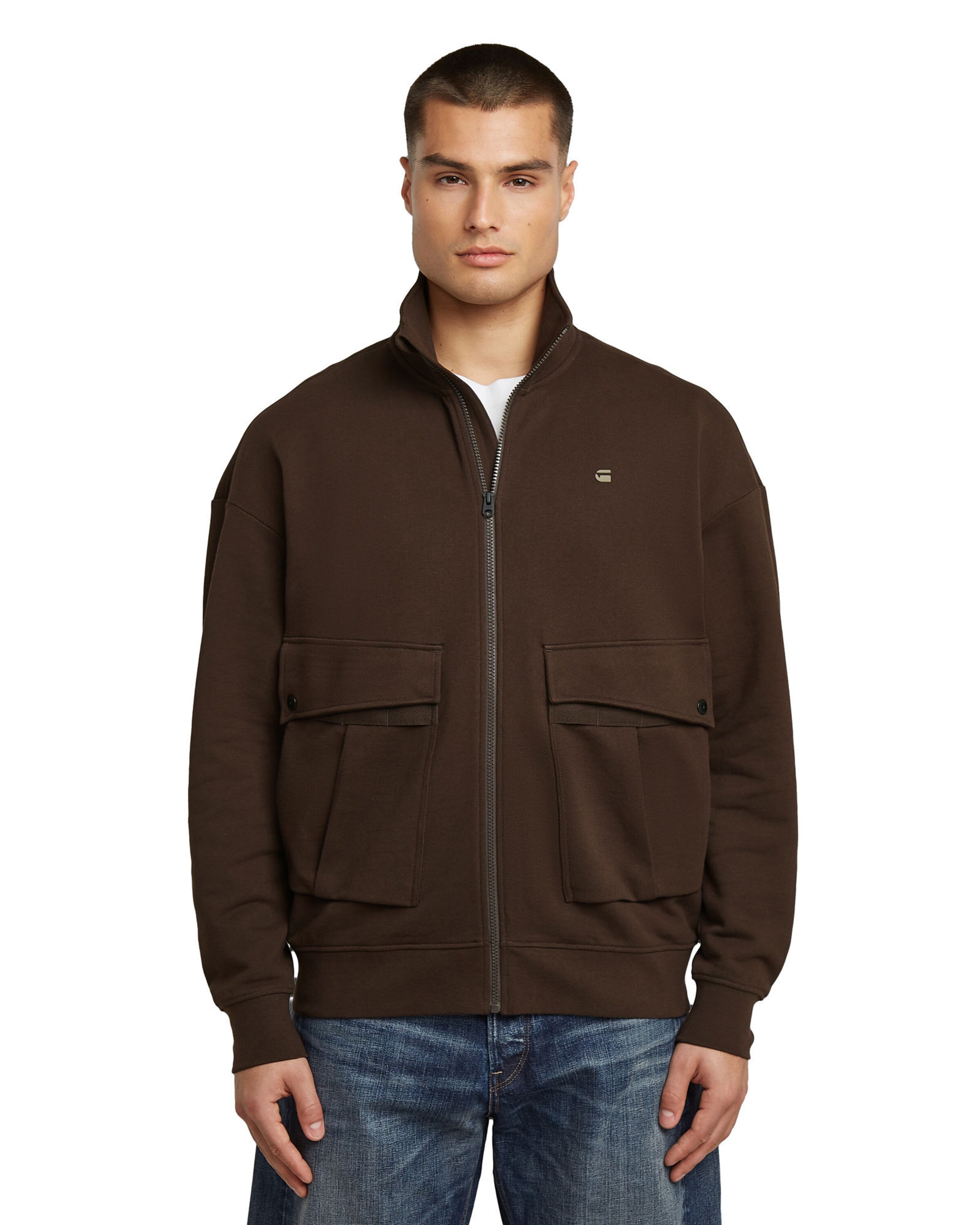 G-STAR Sweatjacke in Braun: Vorderseite
