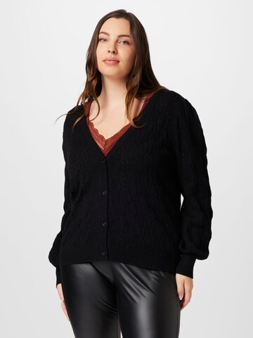 ONLY Carmakoma Knit Cardigan in Black: front