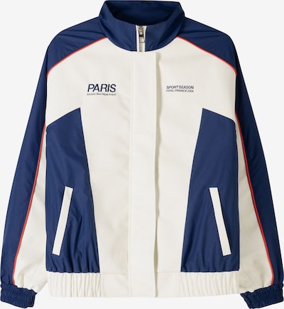 Bershka Přechodná bunda - marine modrá / červená / offwhite, Produkt