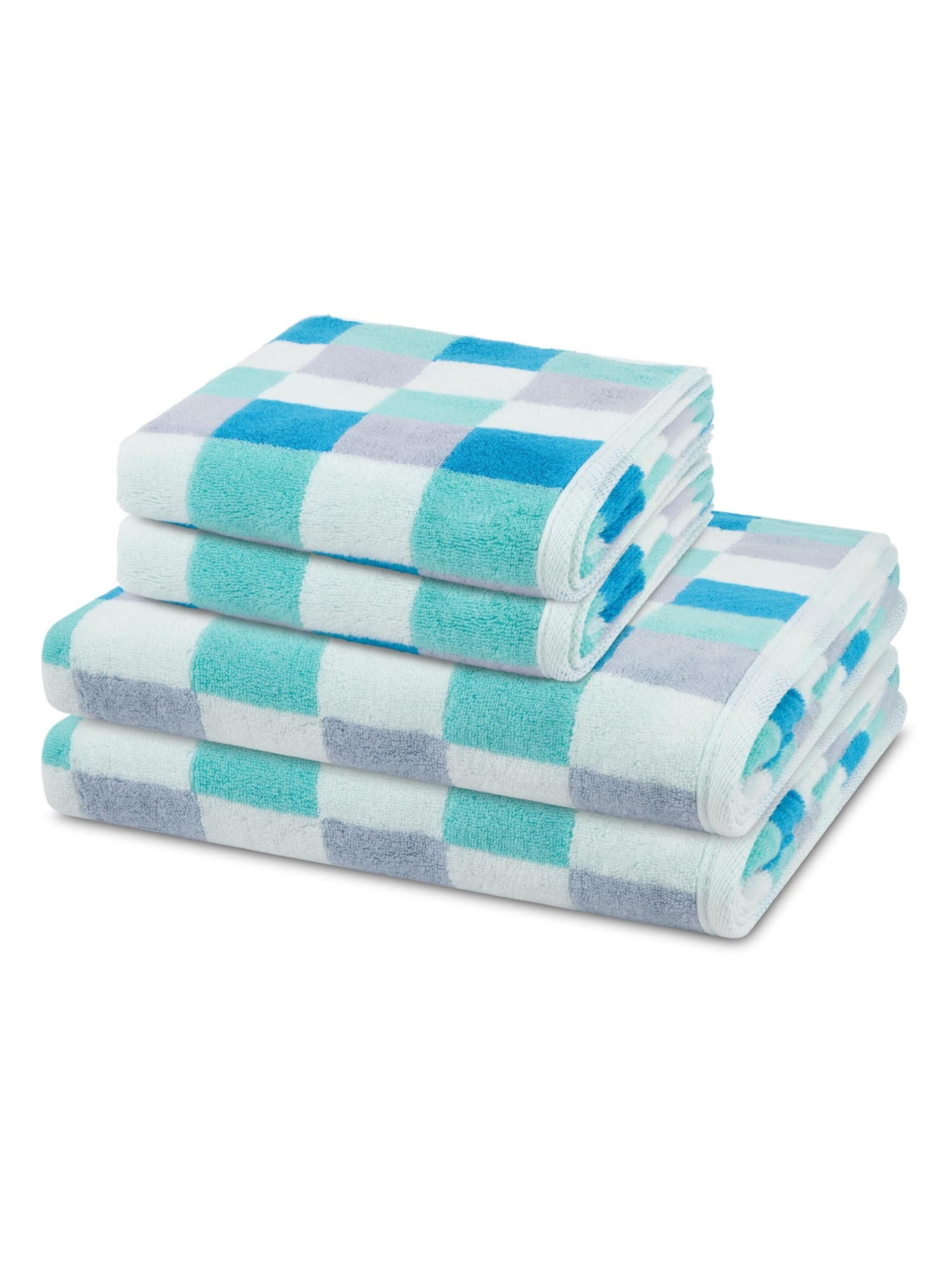ROSS Towel 'Cashmere feeling Karo' in Blue: front