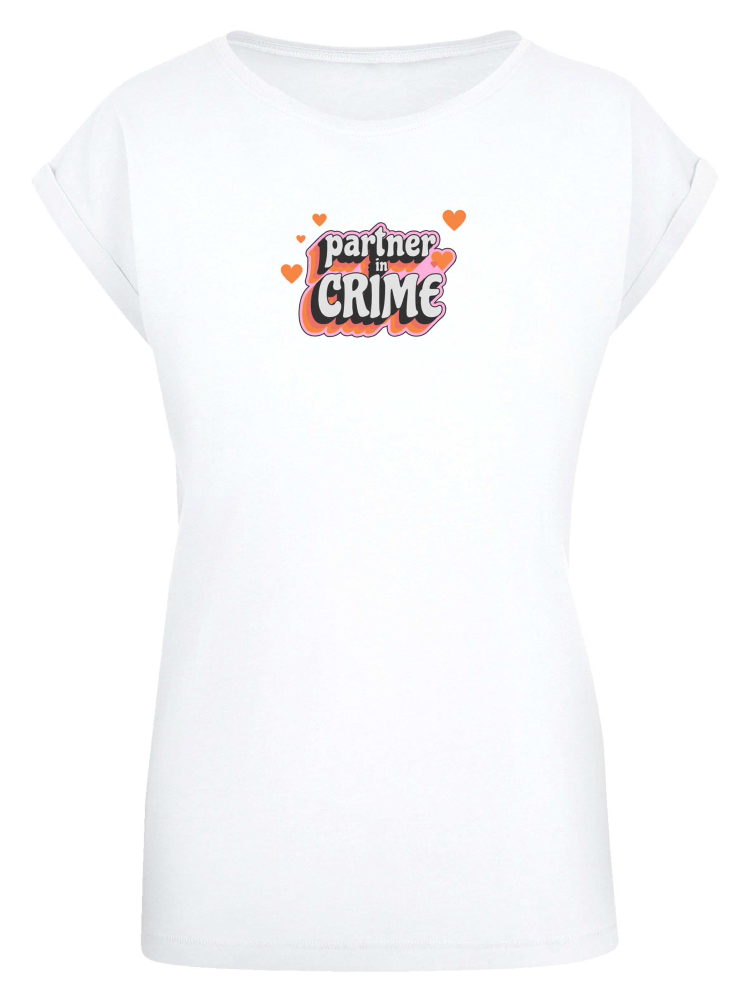 F4NT4STIC T-Shirt 'Partner In Crime Valentinstag' in Weiß: Vorderseite