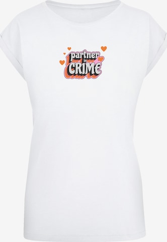 F4NT4STIC T-Shirt 'Partner In Crime Valentinstag' in Weiß: Vorderseite