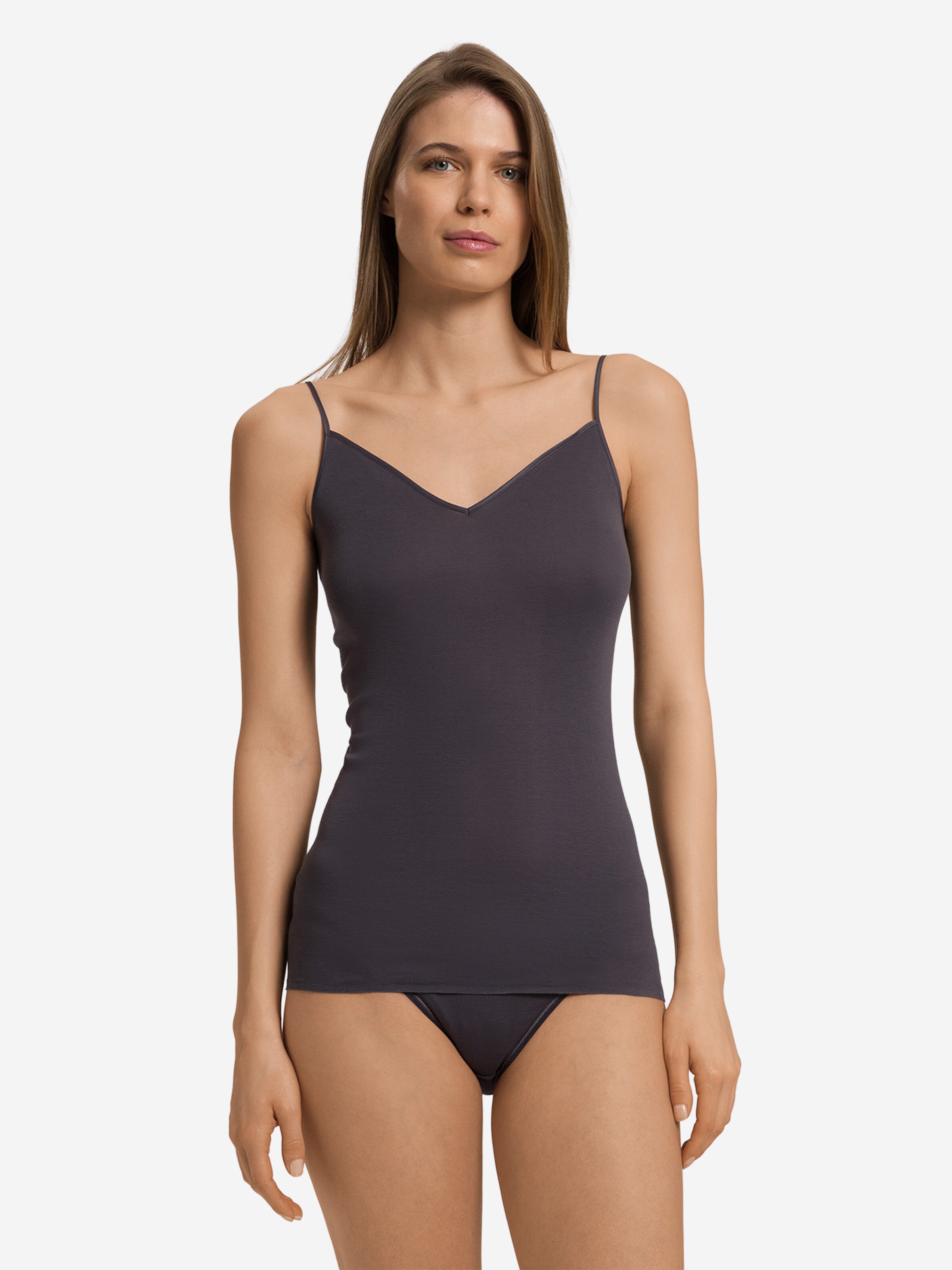 Hanro Top ' Cotton Seamless ' in Grey: front