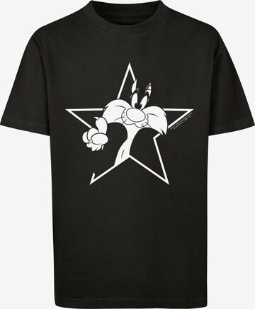 F4NT4STIC Shirt 'Looney Tunes Sylvester Cartoon Stern' in Zwart: voorkant