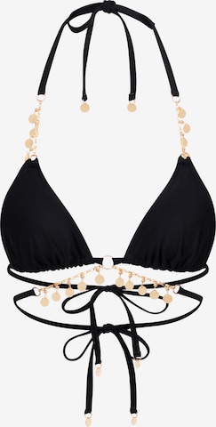 Top per bikini 'Valentina Coin Waist Wrap Triangle' di Moda Minx in nero: frontale