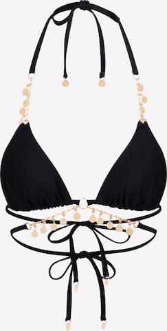 Moda Minx Bikini Top 'Valentina Coin Waist Wrap Triangle' in Schwarz: predná strana