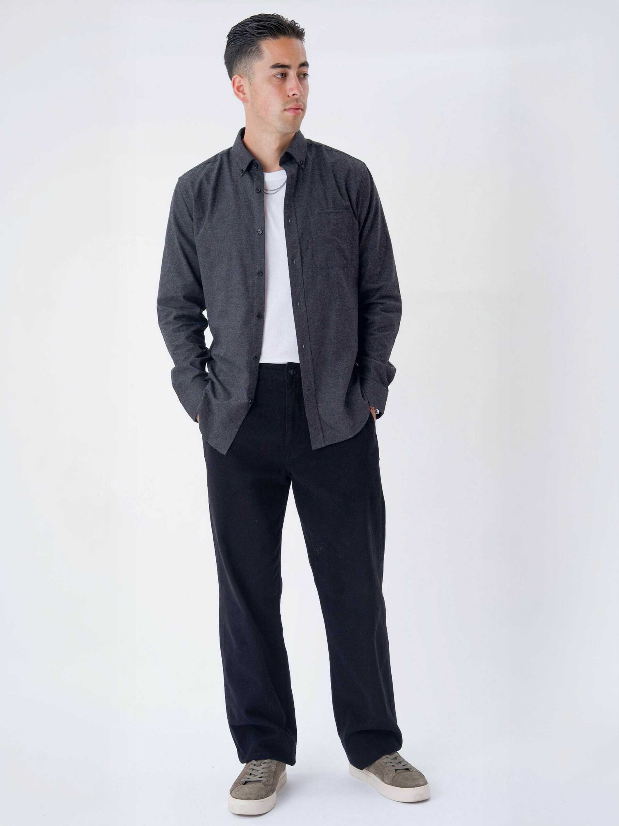 TEESHOPPEN - Ajuste regular Camisa ' Flannel ' en gris: frente