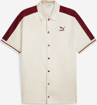 PUMA Button Up Shirt 'T7 FOR THE FANBASE' in Bordeaux / White, Item view