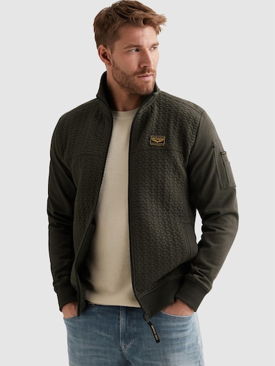 PME Legend Sudadera 'PME LEGEND - Sweat jacket with textures and flight pocket' en 4XL en verde oscuro, Vista del producto