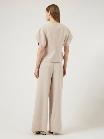 YAS Wide leg Παντελόνι με τσάκιση σε μπεζ