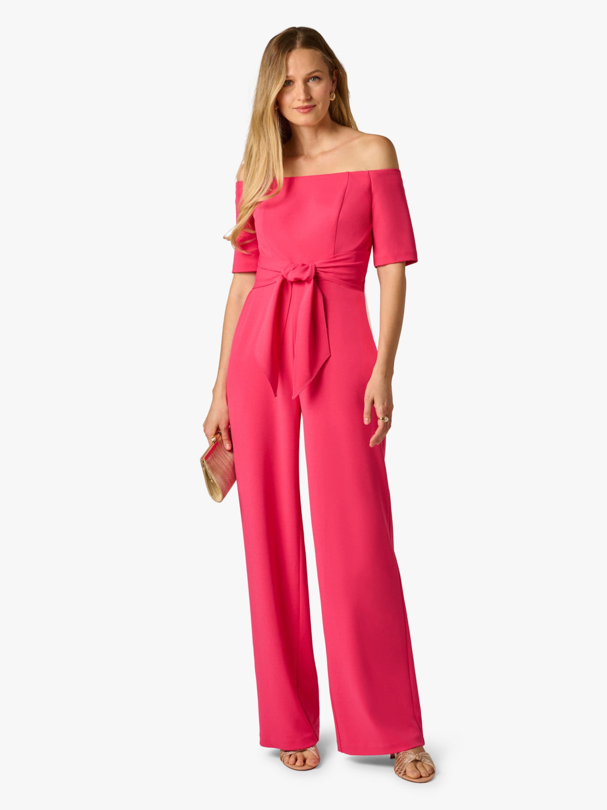Adrianna Papell Jumpsuit 'Knit Crepe Tie Jumpsuit' in Pink