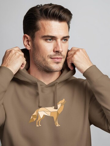 Neverless Sweatshirt 'Polygon Wolf Gelb' in Brown
