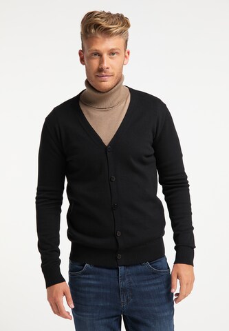 Mo ESSENTIALS Knit Cardigan in Black: front