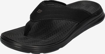 SKECHERS T-Bar Sandals in Black: front