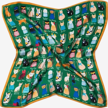 MayTree Scarf 'Seidentuch Katzen' in Green: front