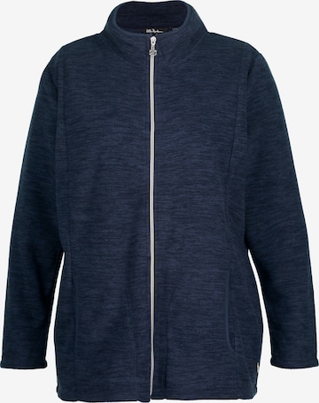 Ulla Popken Fleece jas in Blauw: voorkant