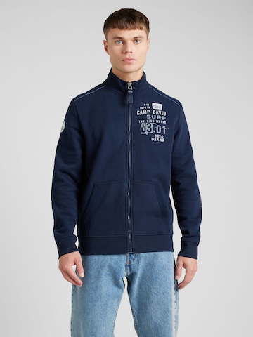 CAMP DAVID Zip-Up Hoodie in Blue: front