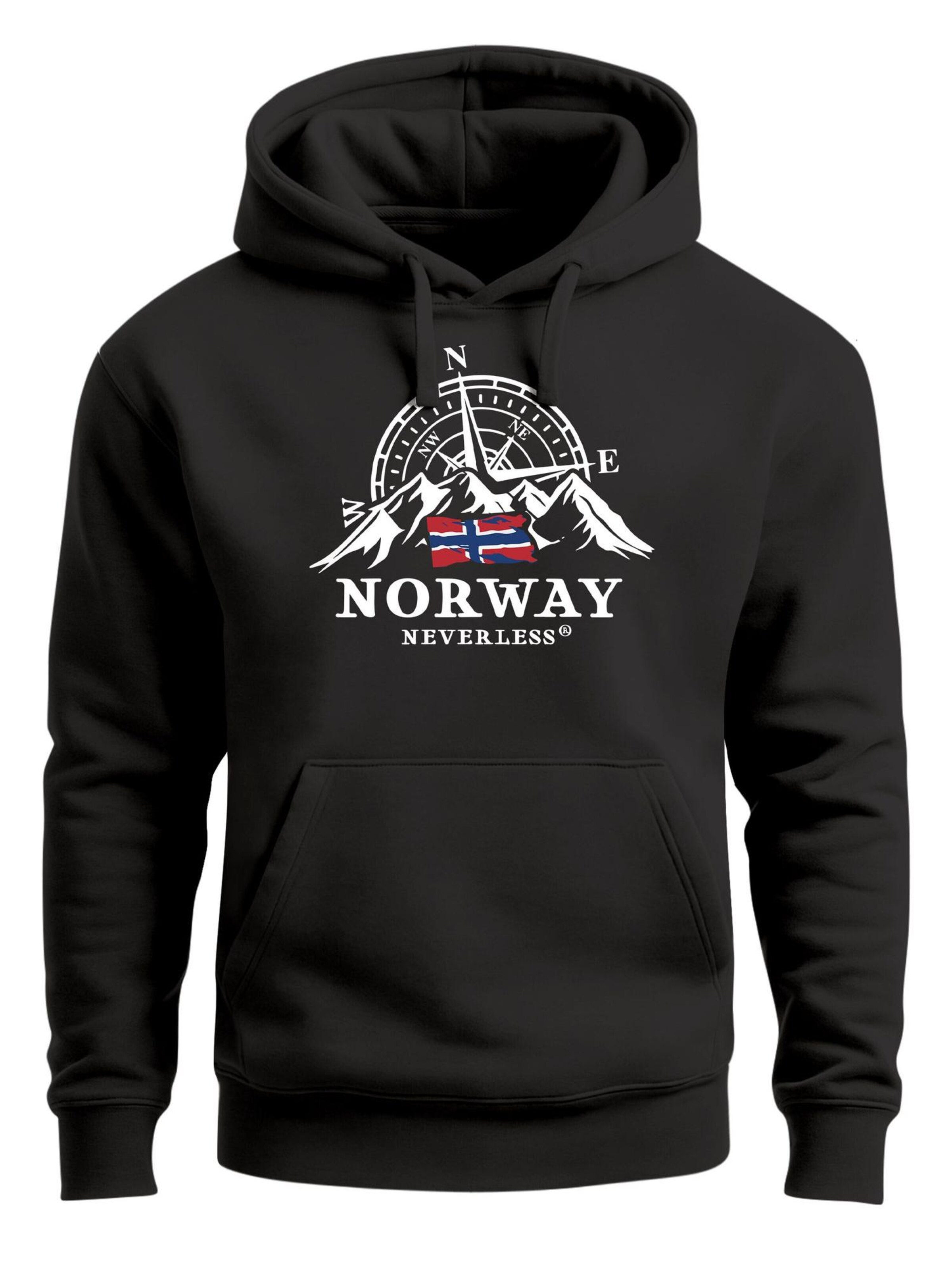 Neverless Sweatshirt 'Norway Kompass' in Black: front