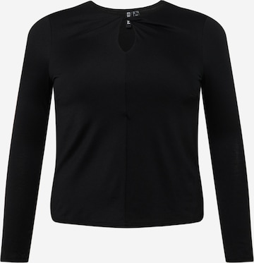 melns PIECES Curve T-Krekls 'MINA': no priekšpuses