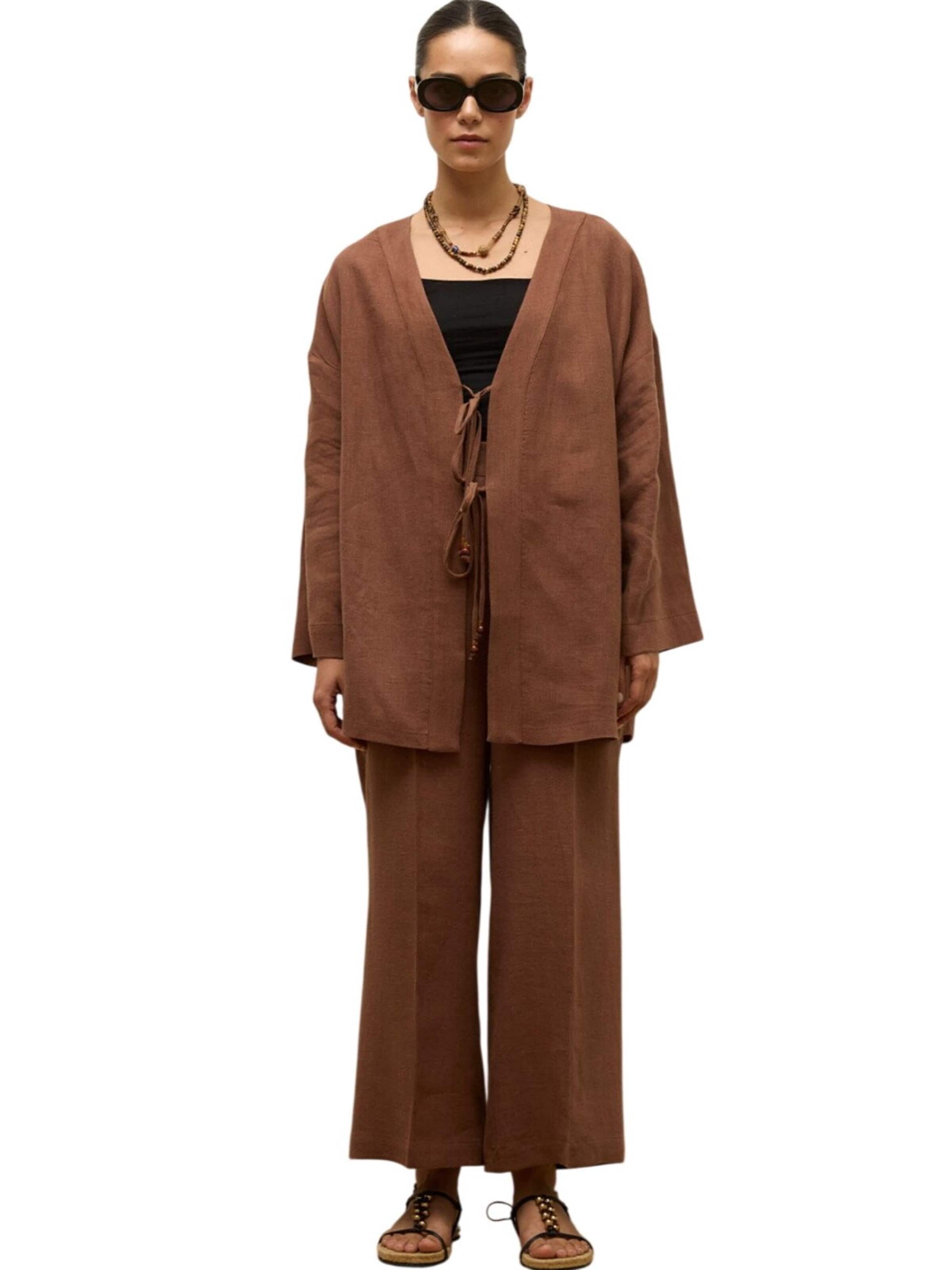 MANUKA Wide Leg Hose in Braun