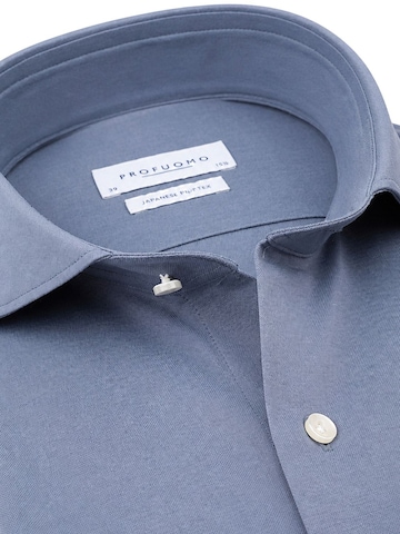Profuomo Slim fit Button Up Shirt 'Japanese Knitted' in Blue
