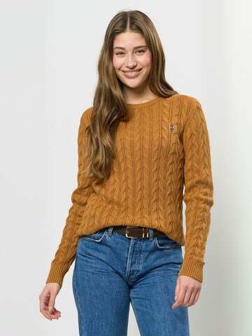U.S. POLO ASSN. Trui ' UWMadeline ' in Bruin: voorkant