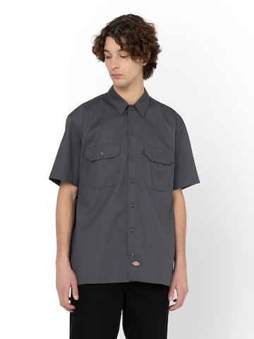 DICKIES Comfort fit Button Up Shirt 'work shirt' in Grey: front