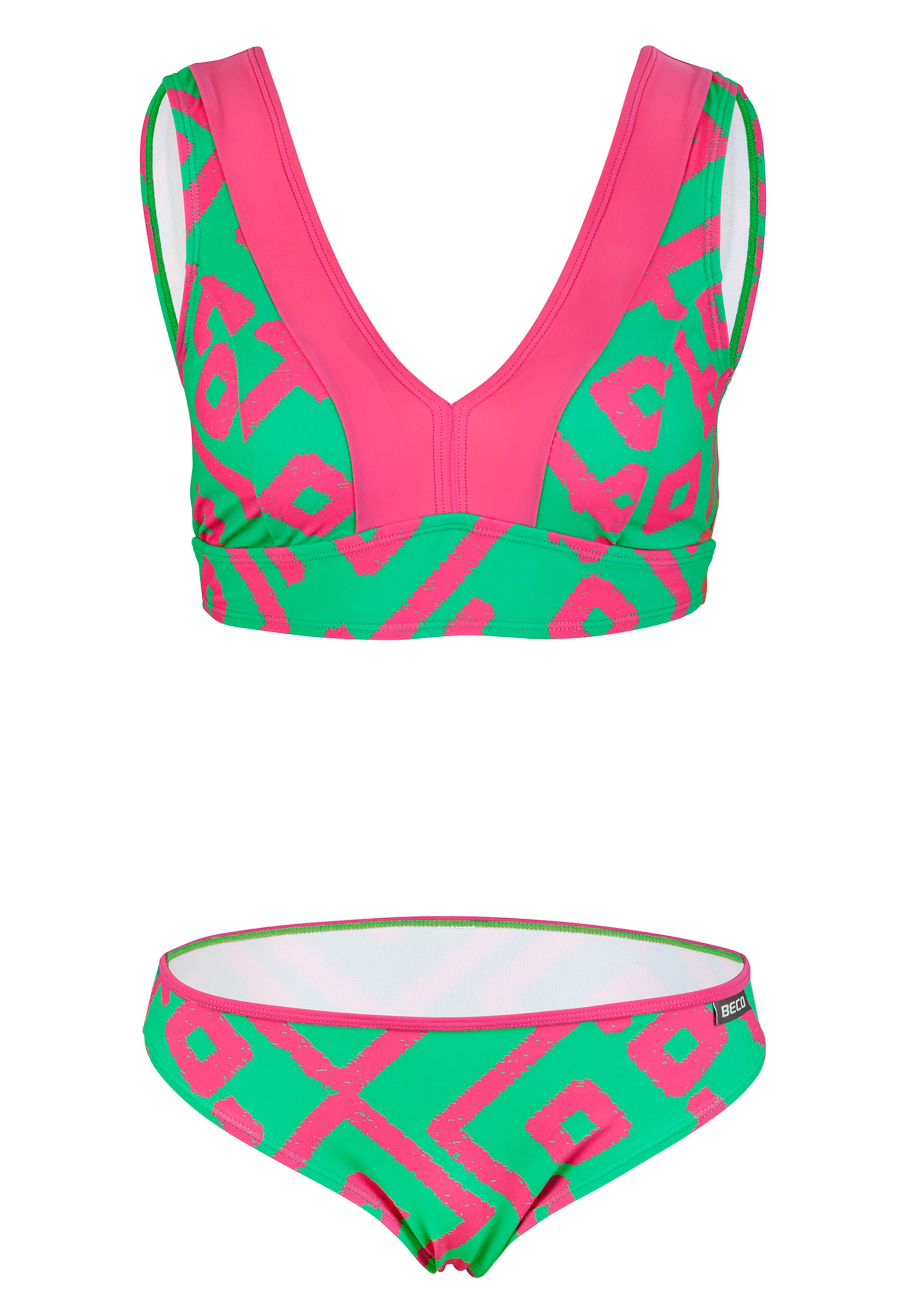 BECO the world of aquasports Bustier Bikini 'Inka Graphic' in Groen: voorkant
