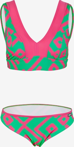 BECO the world of aquasports Bustier Bikini 'Inka Graphic' in Grün: Vorderseite