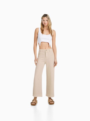 Bershka Wide leg Broek in Beige