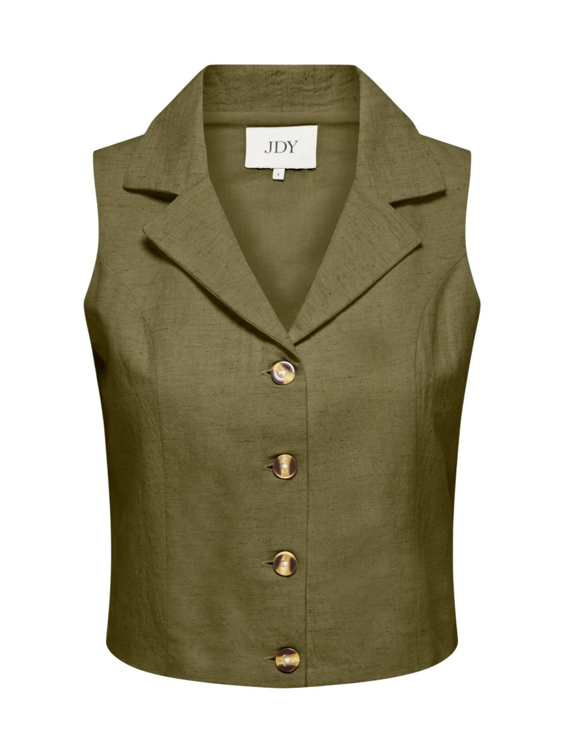 Gilet 'Jdymilan Linen S/L Waistcoat Tlr 15366390' di Jaqueline de Yong in verde: frontale