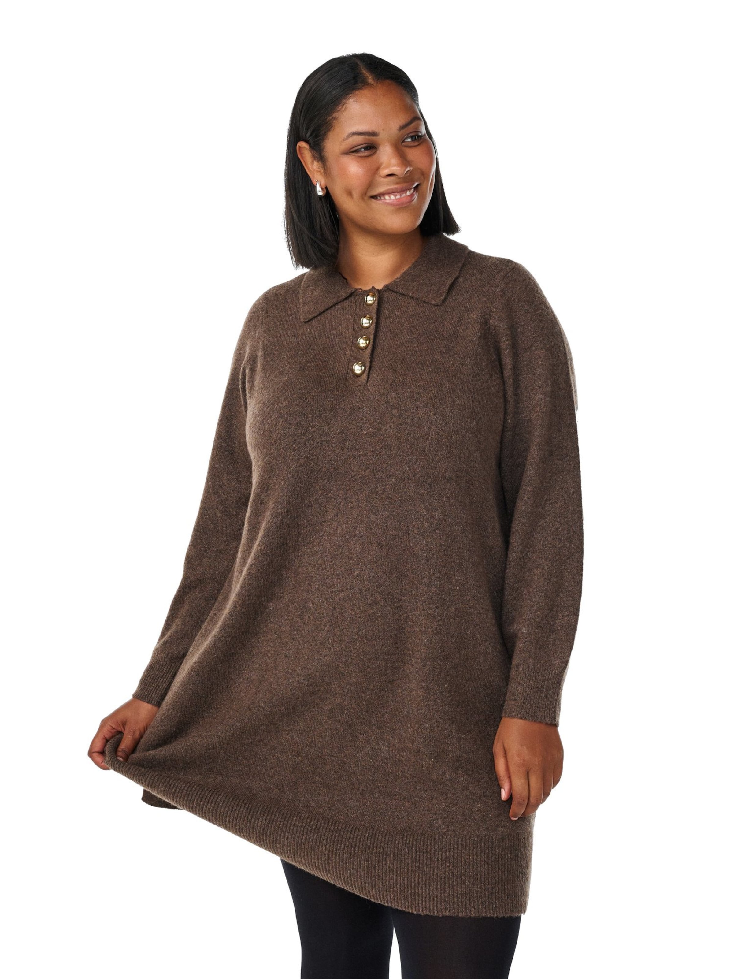 Zizzi Knit dress 'MVISTA' in Brown: front