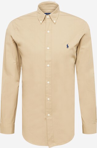 Coupe slim Chemise Polo Ralph Lauren en beige : devant