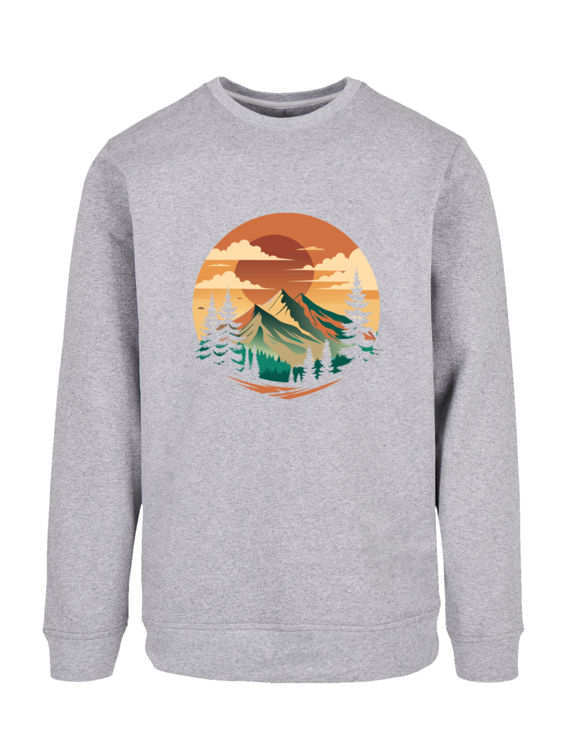 F4NT4STIC Pullover 'Sonnenuntergang Berglandschaft' in Grau: Vorderseite