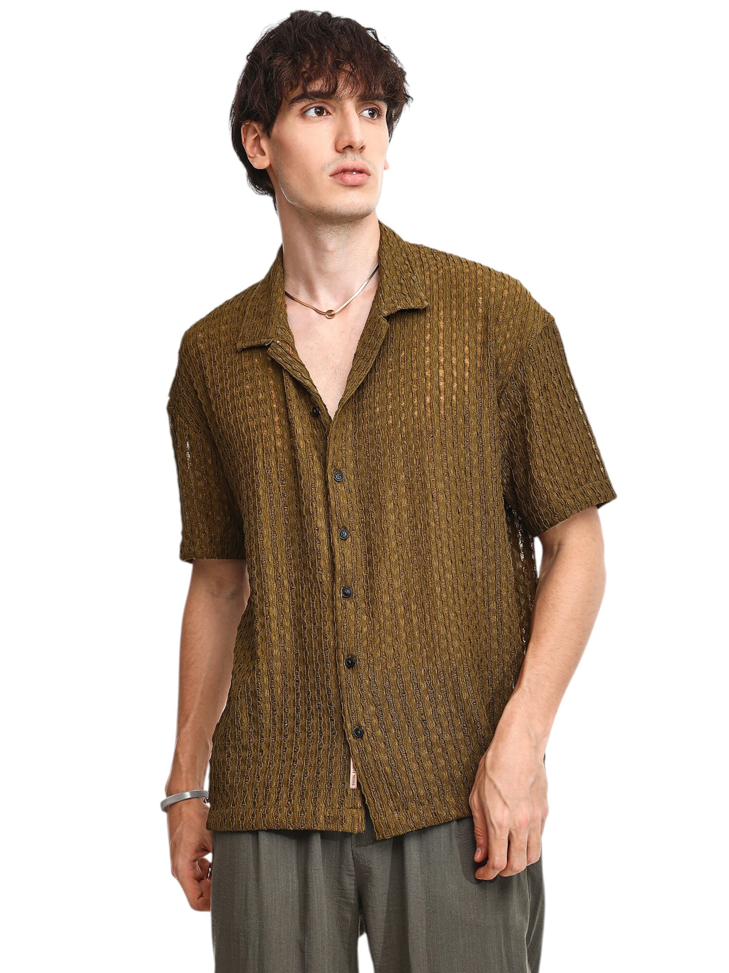 Comfort fit Camicia 'Ziba' di Campus Sutra in verde: frontale