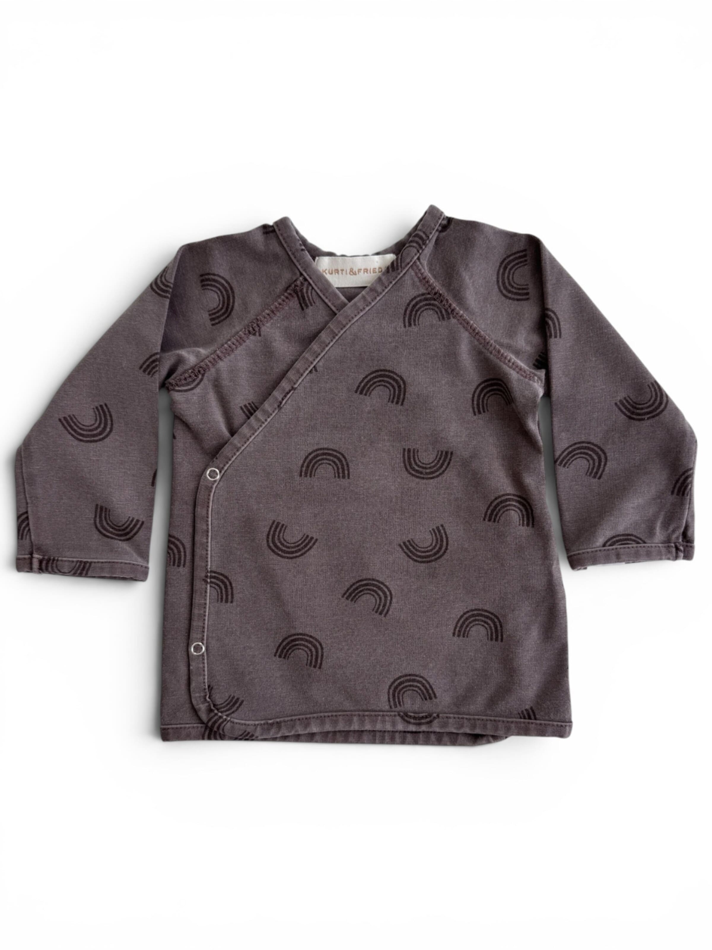 KURTI & FRIEDA Sweatshirt 'Wrap Top - Rainbow Print' in Brown: front